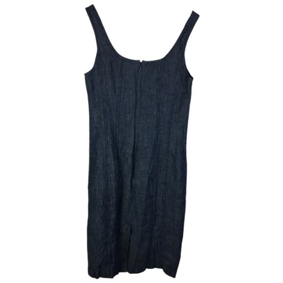 Talbots Linen Dark Blue Chambray Sheath Midi Dress Plus Size 20 2X - Picture 7 of 9